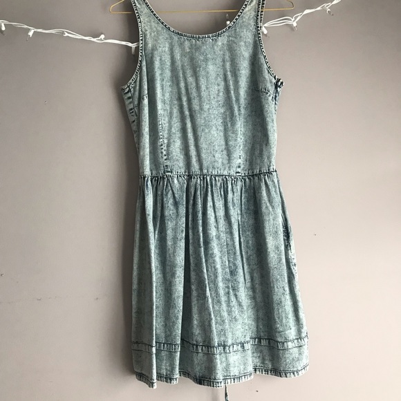 Denim Acid Washed Skater Skirt Dress - Picture 1 of 3